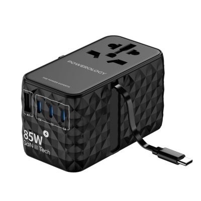 PWCUQC026BK-Powerology-Universal-GaN-85W-Super-Charger-Retractable-Type-C-Cable-_Black